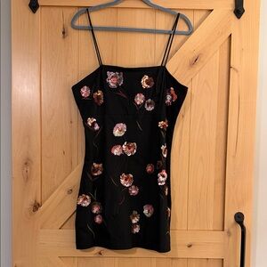 Mauve Black 3D Floral Mini Dress- NWT